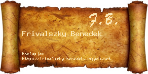 Frivalszky Benedek névjegykártya